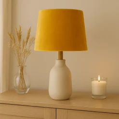 Abat-jour conique en velours jaune Ø37cm Seynave