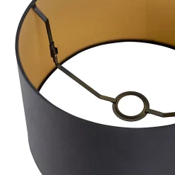 Abat-jour en coton noir 35/30/20 avec intérieur doré