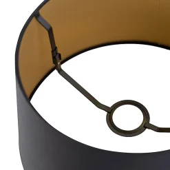 Abat-jour en coton noir 32/25/18 avec intérieur doré