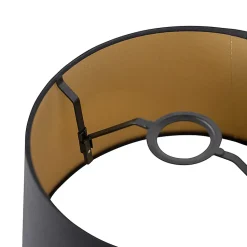 Abat-jour en coton noir 32/25/18 avec intérieur doré