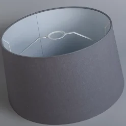 Abat-jour en lin gris foncé rond incliné 45/40/25