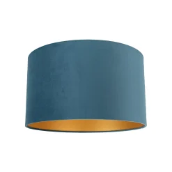 Abat-jour en velours bleu 35/35/20 avec intérieur doré