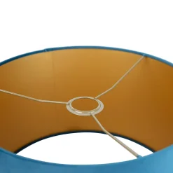 Abat-jour en velours bleu 35/35/20 avec intérieur doré