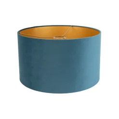 Abat-jour en velours bleu 35/35/20 avec intérieur doré