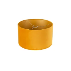 Abat-jour en velours jaune 35/35/20 avec intérieur doré