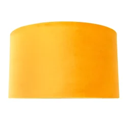 Abat-jour en velours jaune 35/35/20 avec intérieur doré