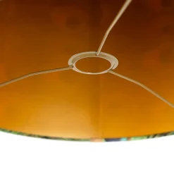 Abat-jour en velours motif paon 40/40/40 avec intérieur doré