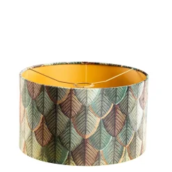 Abat-jour en velours motif feuilles avec intérieur doré 35/35/20