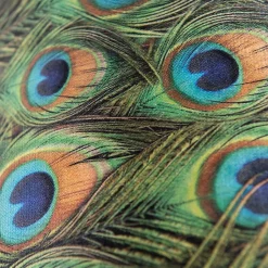 Abat-jour en velours motif paon 35/35/20 avec intérieur doré