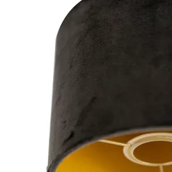 Abat-jour en velours noir 18/18/14 avec intérieur doré