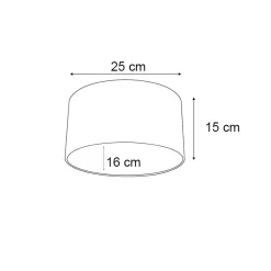 Abat-jour en velours noir ovale 25/16/15