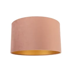 Abat-jour en velours rose 35/35/20 avec intérieur doré