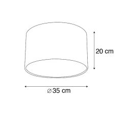 Abat-jour en velours taupe 35/35/20 avec intérieur doré