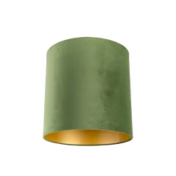 Abat-jour en velours vert 40/40/40 avec intérieur doré