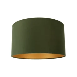 Abat-jour en velours vert 35/35/20 avec intérieur doré
