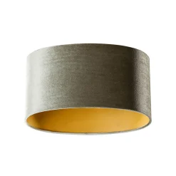 Abat-jour en velours vert avec intérieur doré, forme ovale 35/23/18