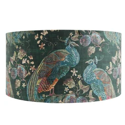 Abat-jour en velours vert paon 50/50/25 intérieur doré