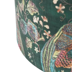 Abat-jour en velours vert paon 50/50/25 intérieur doré