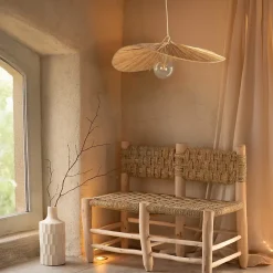 Abat-jour parasol raphia volanté (72x72x20 cm - Naturel)