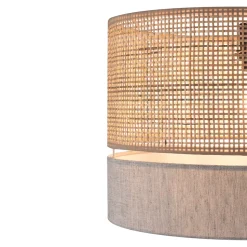 Abat-jour pour suspension Conebill rond tissu et rotin E27 Ø38cm GoodHome