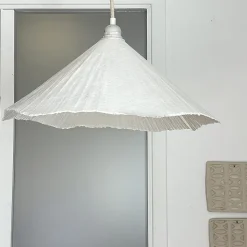 Abat-jour pour Suspension Louise conique en papier mâché blanc