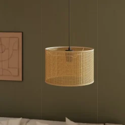 Abat-jour rond en métal et rotin Ø30cmGoodHome Kpezin