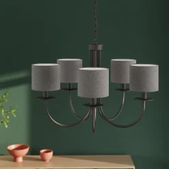 Abat-jour rond gris Ø15cm GoodHome Kpezin