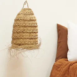 Abat-jour tube fibre de palmier (40x28 cm - Naturel)