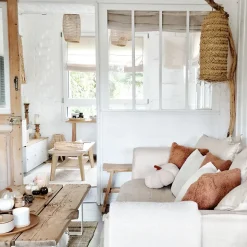 Abat-jour tube fibre de palmier (60x26 cm - Naturel)