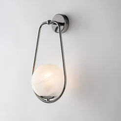 Afrodite Applique 1 lumière en fer chromé noir avec sphère dm.14.16 P.19 BL286-AP1-NR