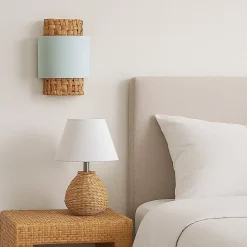 ALPINALUZ Applique avec abat-jour en rotin combiné avec du textile E27 .vert