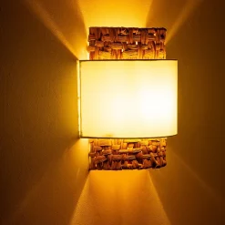 ALPINALUZ Applique avec abat-jour en rotin combiné avec du textile E27 .vert