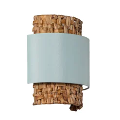 ALPINALUZ Applique avec abat-jour en rotin combiné avec du textile E27 .vert