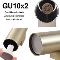 ALPINALUZ Applique Murale Bronze Vieilli Lumière Double Haut/Bas, 2 Douilles GU10, Métallique, Ampoules Non Incluses