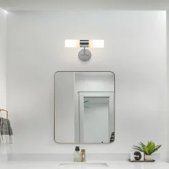 ALPINALUZ Applique murale de salle de bain 30 cm en métal et verre opale, réglable, 2 x E14, IP44