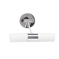 ALPINALUZ Applique murale de salle de bain 30 cm en métal et verre opale, réglable, 2 x E14, IP44