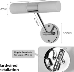 ALPINALUZ Applique murale de salle de bain 30 cm en métal et verre opale, réglable, 2 x E14, IP44