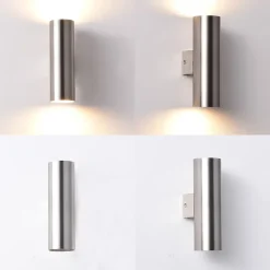 ALPINALUZ Applique Murale Nickel Lumière Double Haut/Bas, 2 Douilles GU10, Métallique, Ampoules Non Incluses