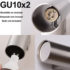 ALPINALUZ Applique Murale Nickel Lumière Double Haut/Bas, 2 Douilles GU10, Métallique, Ampoules Non Incluses