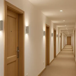 ALPINALUZ Applique Murale Nickel Lumière Double Haut/Bas, 2 Douilles GU10, Métallique, Ampoules Non Incluses