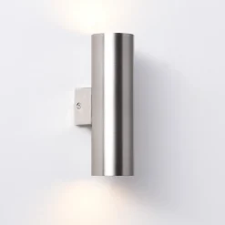 ALPINALUZ Applique Murale Nickel Lumière Double Haut/Bas, 2 Douilles GU10, Métallique, Ampoules Non Incluses