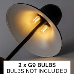 ALPINALUZ Lampe de Table en Métal Noir Mat 2xG9 Design Moderne et Élégant pour Chambre ou Bureau