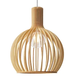 ALPINALUZ Suspension Design 28cm en Bois Style Nordique Artisanal E27 Hauteur Réglable pour Cuisine ou Salon