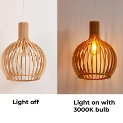 ALPINALUZ Suspension Design 35cm en Bois Style Nordique Artisanal E27, Hauteur Réglable pour Cuisine ou Salon