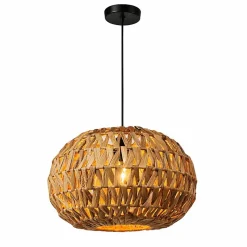 ALPINALUZ Suspension en rotin naturel 38cm Style bohème/nordique, douille E27