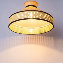 ALPINALUZ Suspension en rotin Style Bohème Naturel, Tressée à la Main, Douille E27 pour Salon ou Salle à Manger