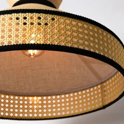 ALPINALUZ Suspension en rotin Style Bohème Naturel, Tressée à la Main, Douille E27 pour Salon ou Salle à Manger