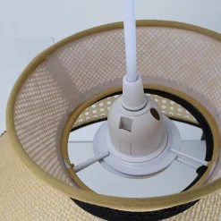 ALPINALUZ Suspension en rotin Style Bohème Naturel, Tressée à la Main, Douille E27 pour Salon ou Salle à Manger