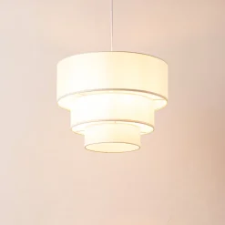 ALPINALUZ Suspension Textile à Trois Niveaux Blanche, 38 cm x 30 cm, Douille E27