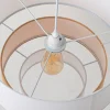 ALPINALUZ Suspension Textile à Trois Niveaux en Blanc et Beige Combinés, 38 cm x 30 cm, Douille E27